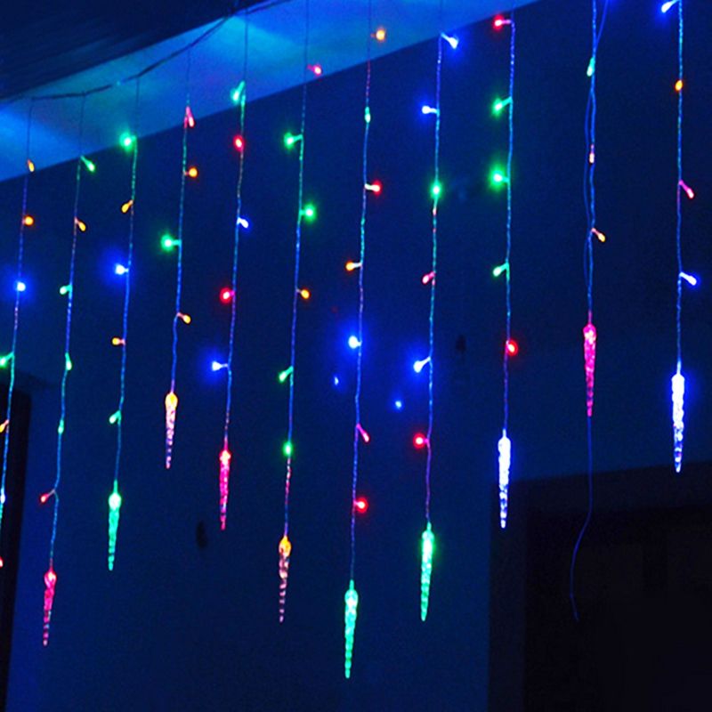 3.5M 96LED Snowflake & Icicle Hanging Curtain Fairy String Net Lights Christmas eBay