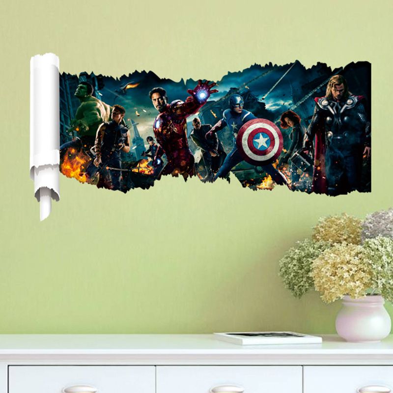 Superhero & Avengers 3D Wall Decals Background Vinyl Sticker Art Home
