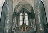 Kutna Hora, Czech Republic (1998) | Sedlec Ossuary or the church of bones is located about an hour away from Prague. I remember I had a difficult time communicating in Czech Republic, I didn't know what I ordered at restaurant, nor did I know where the bus was taking me when I got on it. This trip to the church of bones were among the most exciting adventure I had in Czech Republic. I just held a map telling the bus driver to let me get off at this place. This church made of human bones are inside a cemetery. It made the whole thing more scarier.