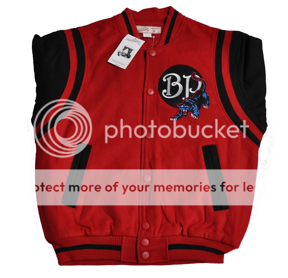 Black Panthers Red Varsity Baseball Jacket (Large  5XL)  