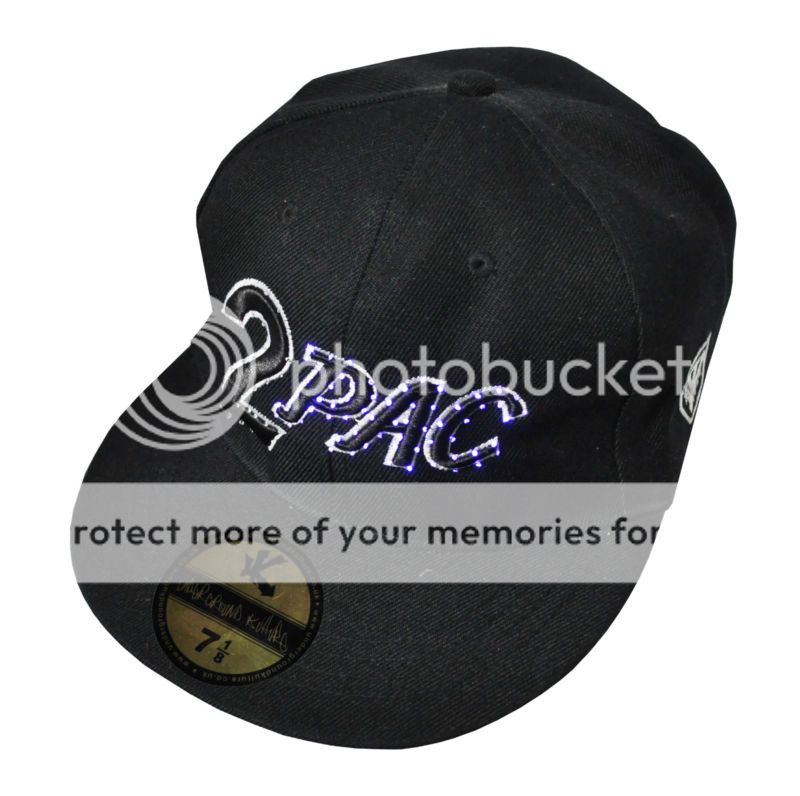 New 2pac , Tupac Blue LED Fitted Baseball Cap 7 1/2