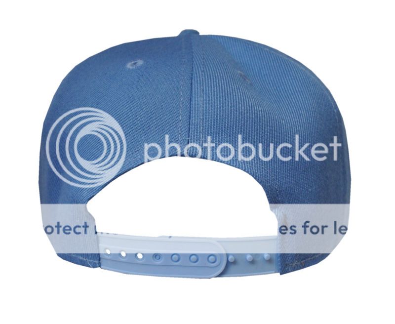 NEW Plain Baby Blue Flat Peak Snap Back Baseball Cap