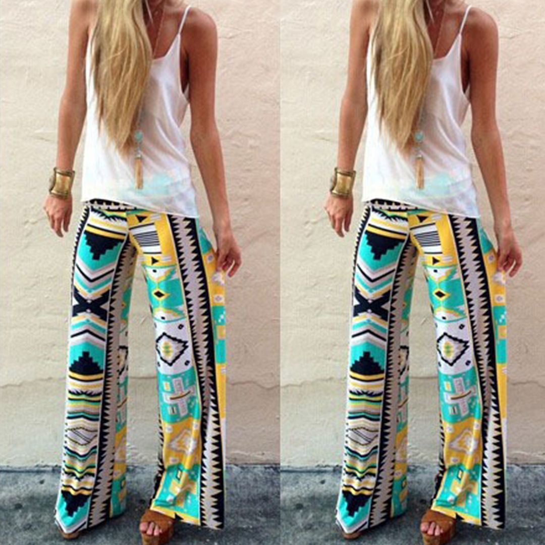 Womens Boho Floral Pants Summer Beach Wide Leg Palazzo Yoga Loose Womens Boho Floral Pants Summer Beach Wide Leg Palazzo Yoga Loose