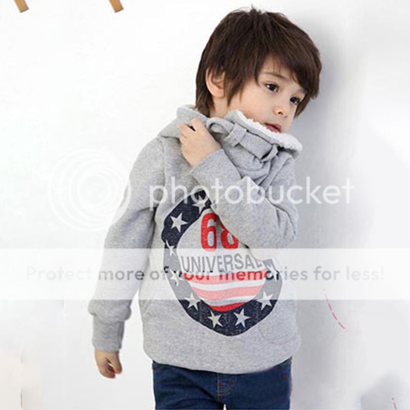 Baby Kids Boy Winter Warm Hoodie Sweatshirt Top Hoody Fleece Jumper ...