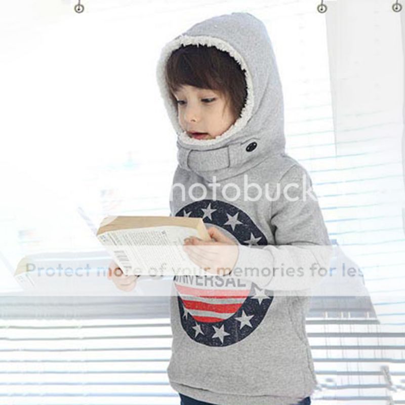 Baby Kids Boy Winter Warm Hoodie Sweatshirt Top Hoody Fleece Jumper ...