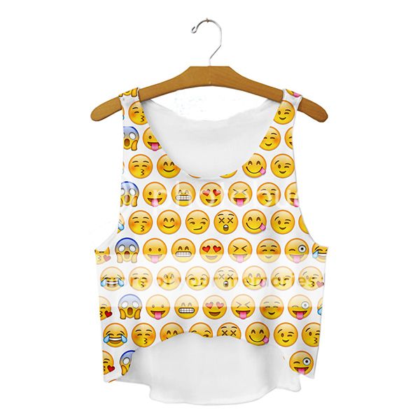 Womens Summer Emoji Tank Top Vest Blouse Animal Cartoon Short Crop T ...